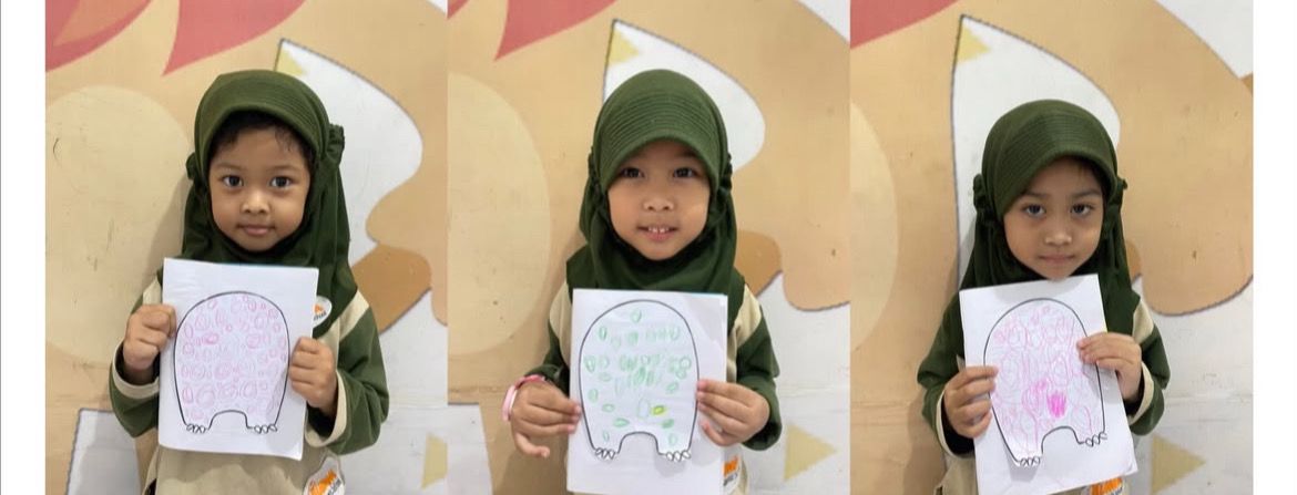 alumna mewarnai dengan teknik bulat