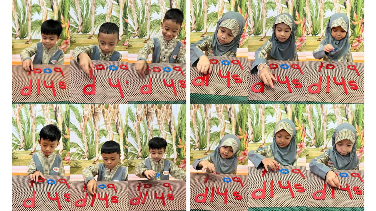 anak menyusun huruf membentuk kata ship