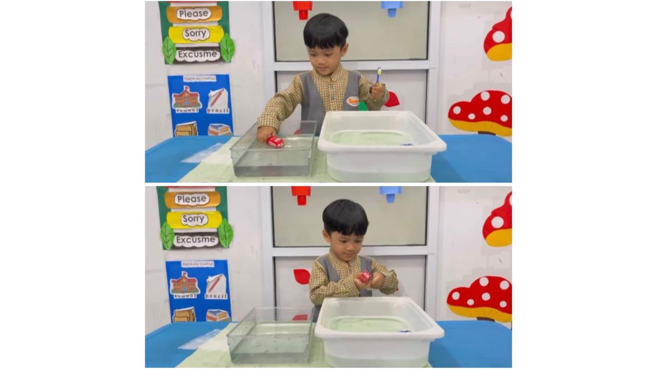 kegiatan mencuci miniatur kendaraan