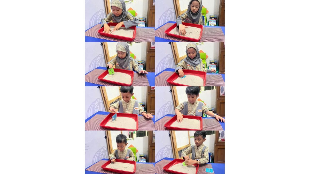 alumna islamic school montessori mencari flash card di pasir